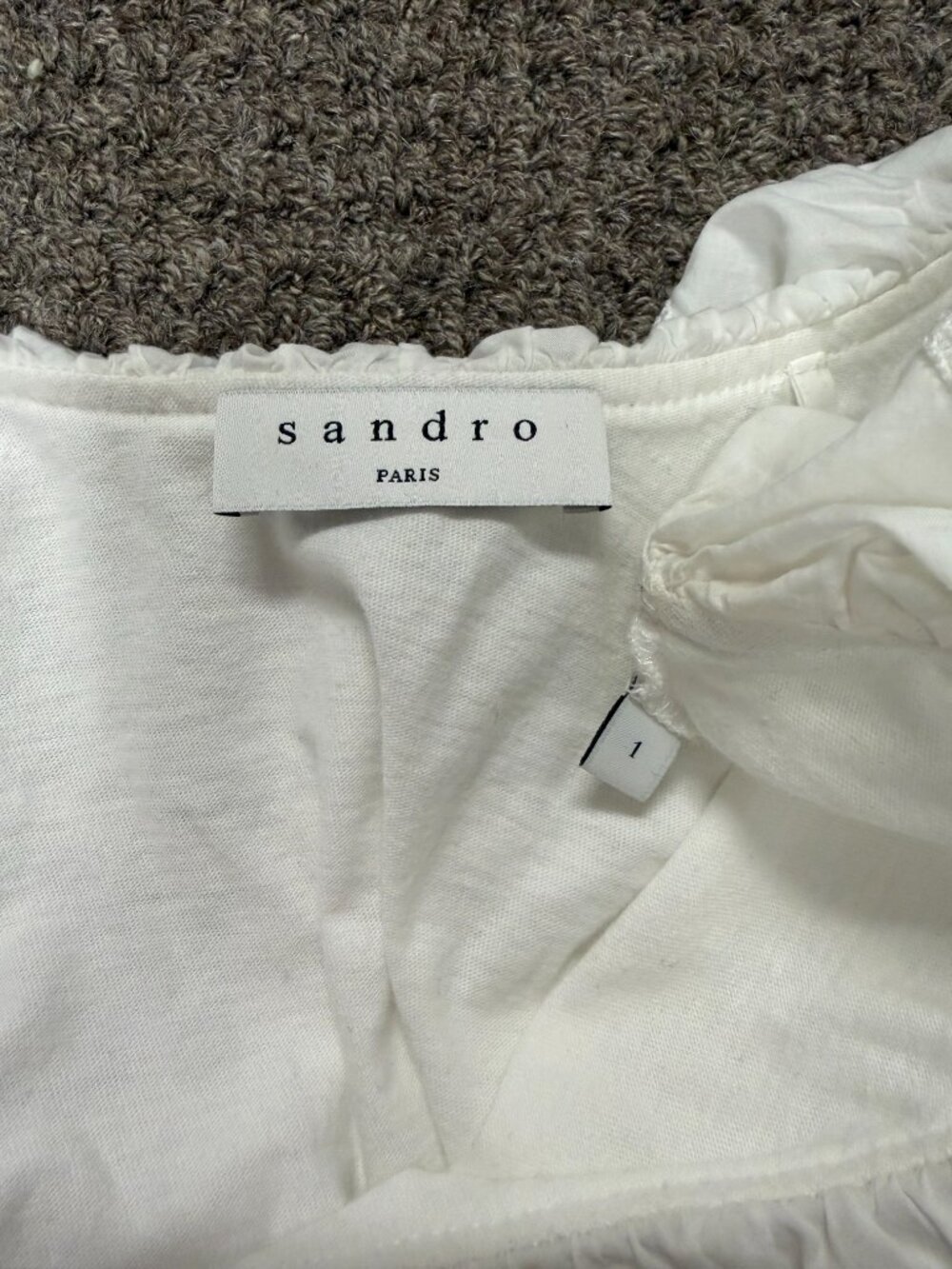 SANDRO off-the-shoulder cotton blouse - Size 1 (Small) - Picture 3 of 4